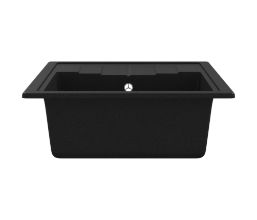 vidaXL virtuves izlietne ar noteci, melns granīts