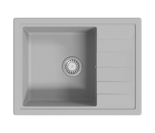 vidaXL virtuves izlietne ar noteci, pelēks granīts