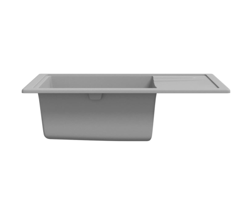 vidaXL virtuves izlietne ar noteci, pelēks granīts