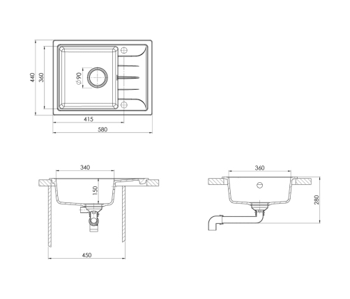 vidaXL virtuves izlietne ar noteci, bēšs granīts