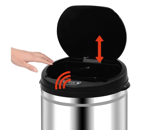 vidaXL automātiska atkritumu tvertne ar sensoru, tērauds, 50 L