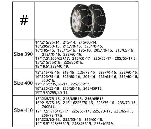 vidaXL auto riepu sniega ķēdes, 2 gab., 16 mm, apvidus auto, 4x4, 400