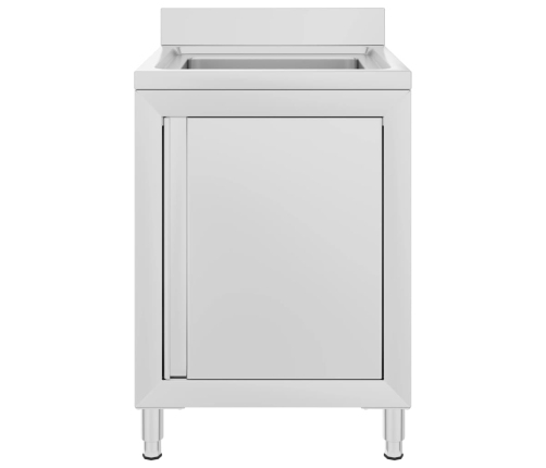 vidaXL virtuves izlietnes skapītis, 60x60x96 cm, nerūsējošs tērauds