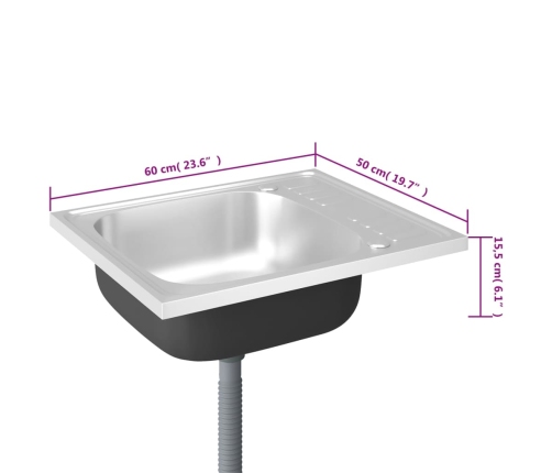 Virtuves Izlietne, 600X500X155 Mm, Nerūsējošs Tērauds Vidaxl