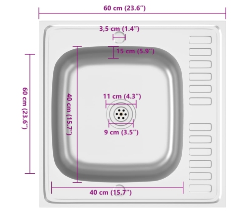 Virtuves Izlietne, 600X600X155 Mm, Nerūsējošs Tērauds Vidaxl