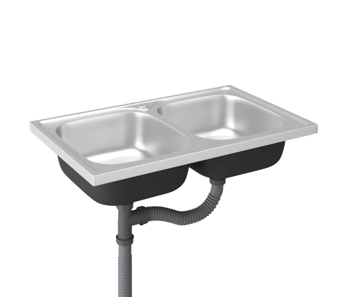 Virtuves Izlietne, 2 Bļodas, 800X500X155 Mm, Nerūsējošs Tērauds Vidaxl