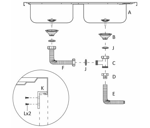 Virtuves Izlietne, 2 Bļodas, 800X500X155 Mm, Nerūsējošs Tērauds Vidaxl