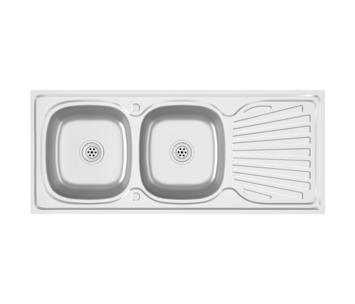 Virtuves Izlietne, 2 Bļodas, 1200X500X155Mm, Nerūsējošs Tērauds Vidaxl