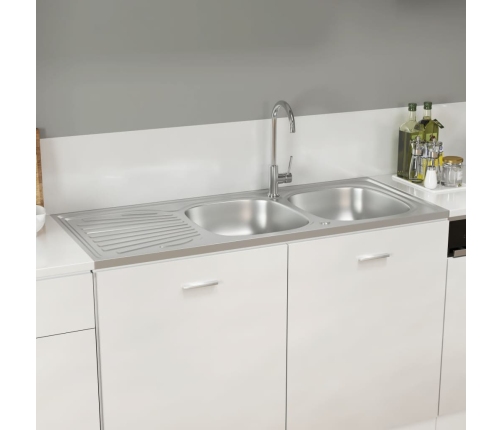 Virtuves Izlietne, 2 Bļodas, 1200X500X155Mm, Nerūsējošs Tērauds Vidaxl