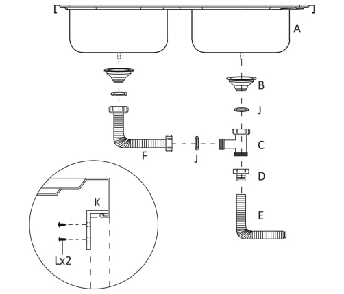 Virtuves Izlietne, 2 Bļodas, 1200X500X155Mm, Nerūsējošs Tērauds Vidaxl
