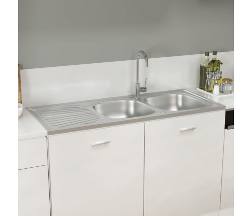 Virtuves Izlietne, 2 Bļodas, 1200X600X155Mm, Nerūsējošs Tērauds Vidaxl