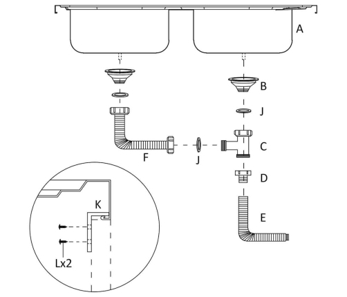 Virtuves Izlietne, 2 Bļodas, 1200X600X155Mm, Nerūsējošs Tērauds Vidaxl