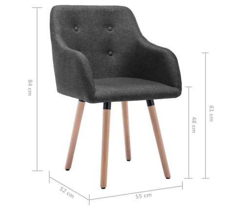 vidaXL virtuves krēsli, 2 gab., tumši pelēks audums