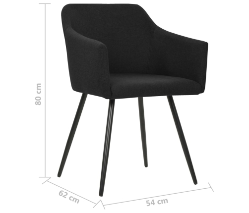 Virtuves Krēsli, 2 Gab., Melns Audums Vidaxl