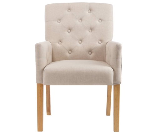 vidaXL virtuves krēsls ar roku balstiem, bēšs audums