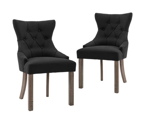 vidaXL virtuves krēsli, 2 gab., melns audums