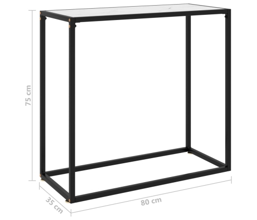 vidaXL konsoles galdiņš, balts, 80x35x75 cm, rūdīts stikls