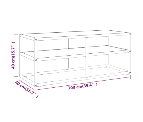 vidaXL TV galdiņš, melns, balts marmora raksts, 100x40x40 cm, stikls