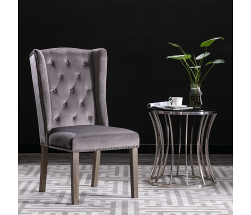 vidaXL virtuves krēsli, 2 gab., pelēks samts