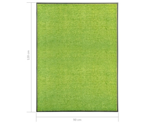 vidaXL durvju paklājs, mazgājams, zaļš, 90x120 cm