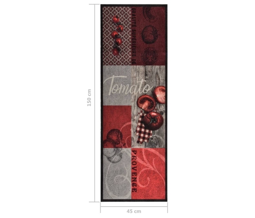 vidaXL virtuves paklājs, mazgājams, apdruka ar tomātiem, 45x150 cm