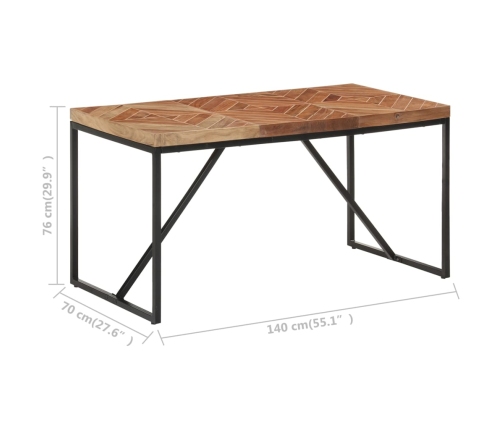 vidaXL virtuves galds, 140x70x76 cm, akācijas un mango masīvkoks