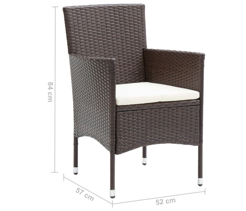 vidaXL dārza krēsli, 2 gab., PE rotangpalma, brūni