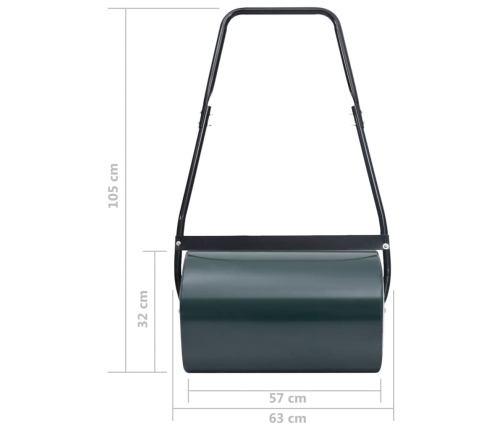 vidaXL zālāja rullis, zaļš un melns, 63 cm, 50 L