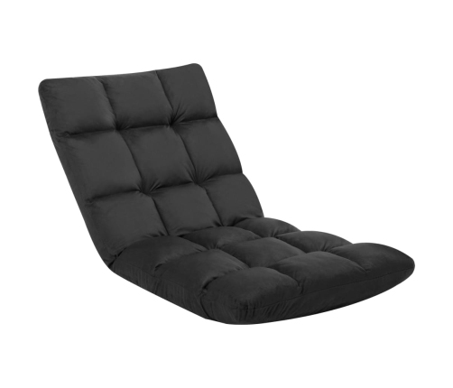 vidaXL salokāms grīdas krēsls, melna mikrošķiedra