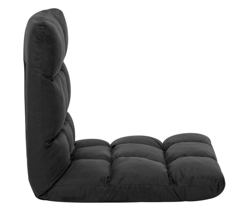 vidaXL salokāms grīdas krēsls, melna mikrošķiedra