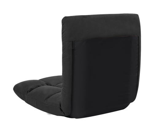 vidaXL salokāms grīdas krēsls, melna mikrošķiedra