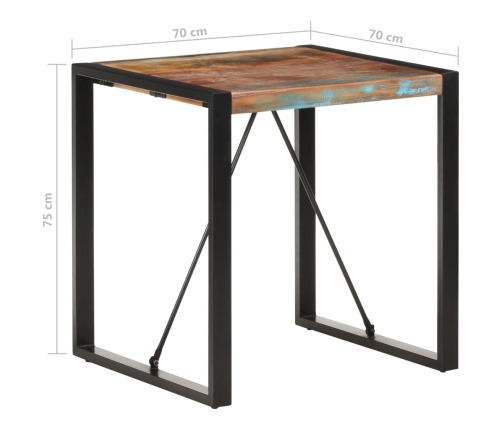vidaXL virtuves galds, 70x70x75 cm, pārstrādāts masīvkoks