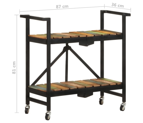 vidaXL virtuves ratiņi, 87x36x81 cm, pārstrādāts masīvkoks
