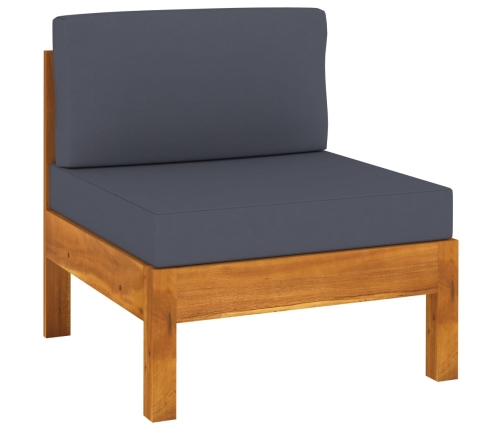 vidaXL vidējie dīvāni, 2 gab., pelēki spilveni, akācijas masīvkoks