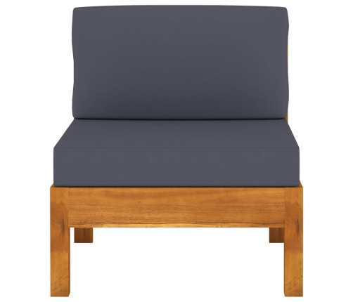 vidaXL vidējie dīvāni, 2 gab., pelēki spilveni, akācijas masīvkoks