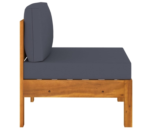 vidaXL vidējie dīvāni, 2 gab., pelēki spilveni, akācijas masīvkoks