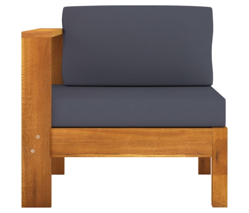 vidaXL vidējais dīvāns ar 1 roku balstu, tumši pelēks, akācijas koks