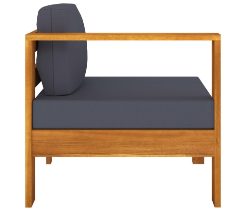 vidaXL vidējais dīvāns ar 1 roku balstu, tumši pelēks, akācijas koks