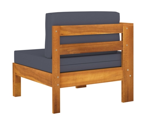 vidaXL vidējais dīvāns ar 1 roku balstu, tumši pelēks, akācijas koks