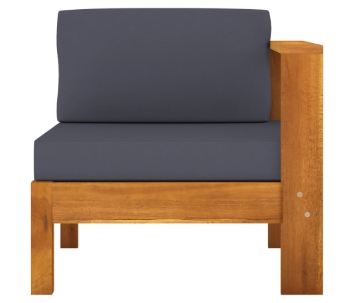 vidaXL vidējais dīvāns ar 1 roku balstu, tumši pelēks, akācijas koks