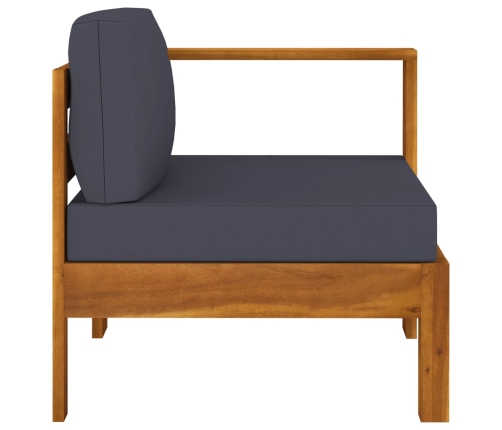 vidaXL vidējais dīvāns ar 1 roku balstu, tumši pelēks, akācijas koks