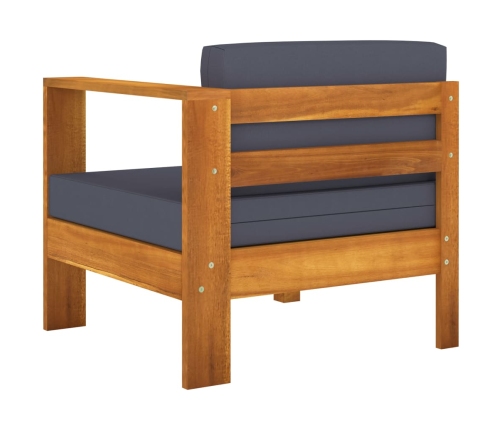 vidaXL vidējais dīvāns ar 1 roku balstu, tumši pelēks, akācijas koks