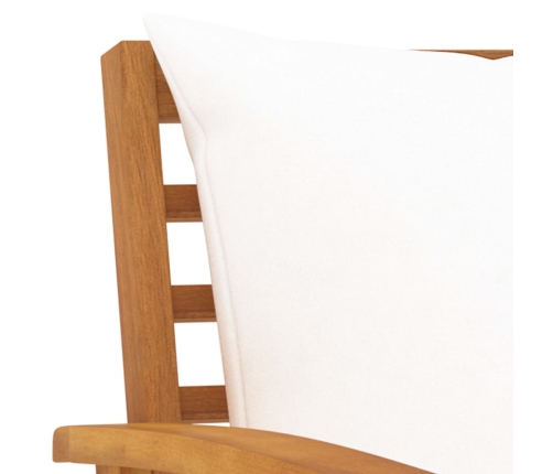 vidaXL dārza sols, 120 cm, krēmkrāsas spilveni, akācijas masīvkoks