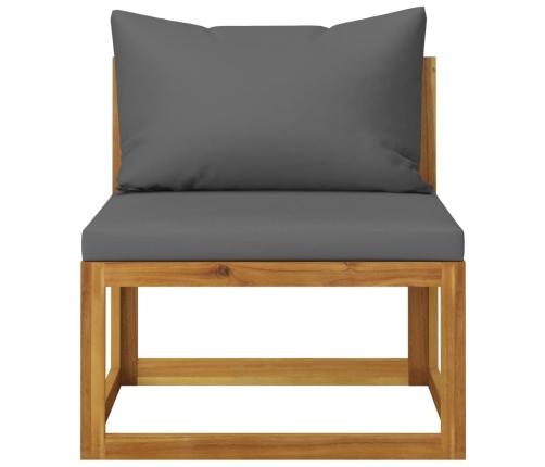 vidaXL vidējais dīvāns ar tumši pelēkiem matračiem, akācijas koks