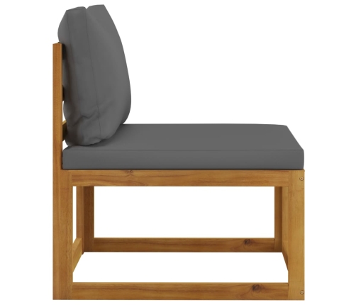 vidaXL vidējais dīvāns ar tumši pelēkiem matračiem, akācijas koks