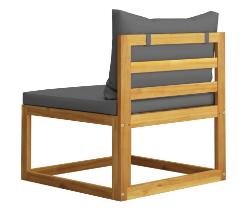 vidaXL vidējais dīvāns ar tumši pelēkiem matračiem, akācijas koks