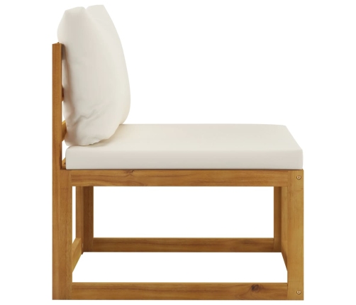 Vidējais Dīvāns Ar Krēmbaltiem Matračiem, Akācijas Masīvkoks Vidaxl