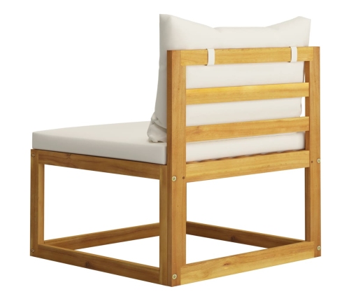 Vidējais Dīvāns Ar Krēmbaltiem Matračiem, Akācijas Masīvkoks Vidaxl