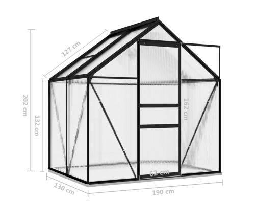 vidaXL siltumnīca, antracītpelēks alumīnijs, 2,47 m²
