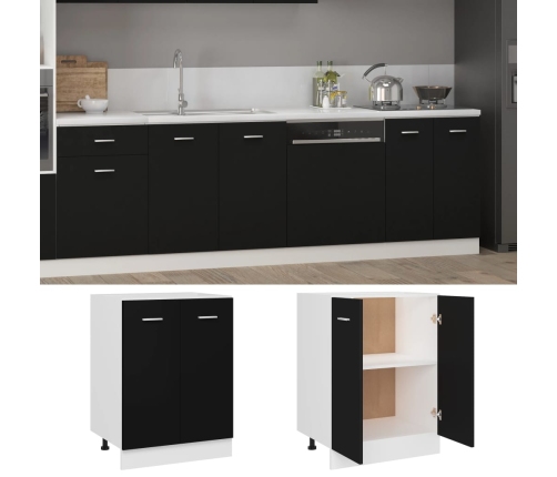 vidaXL virtuves skapītis, melns, 60x46x81,5 cm, inženierijas koks